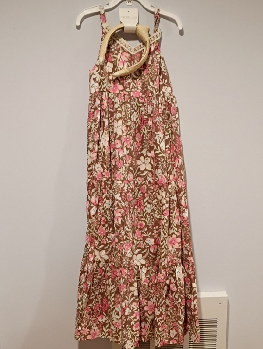 Rachel Zoe Brown Dress with Pink & Cream Floral Print